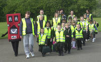 Hazel Grove on the launch day of their two walking buses